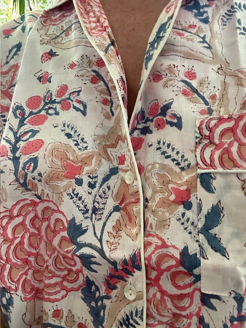 Pyjamas, ladies short sleeved cotton Pyjamas with pockets, handmade cotton pyjamas