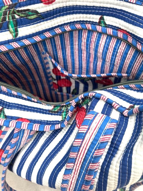 Bag, quilted cotton tote bag, large beach bag