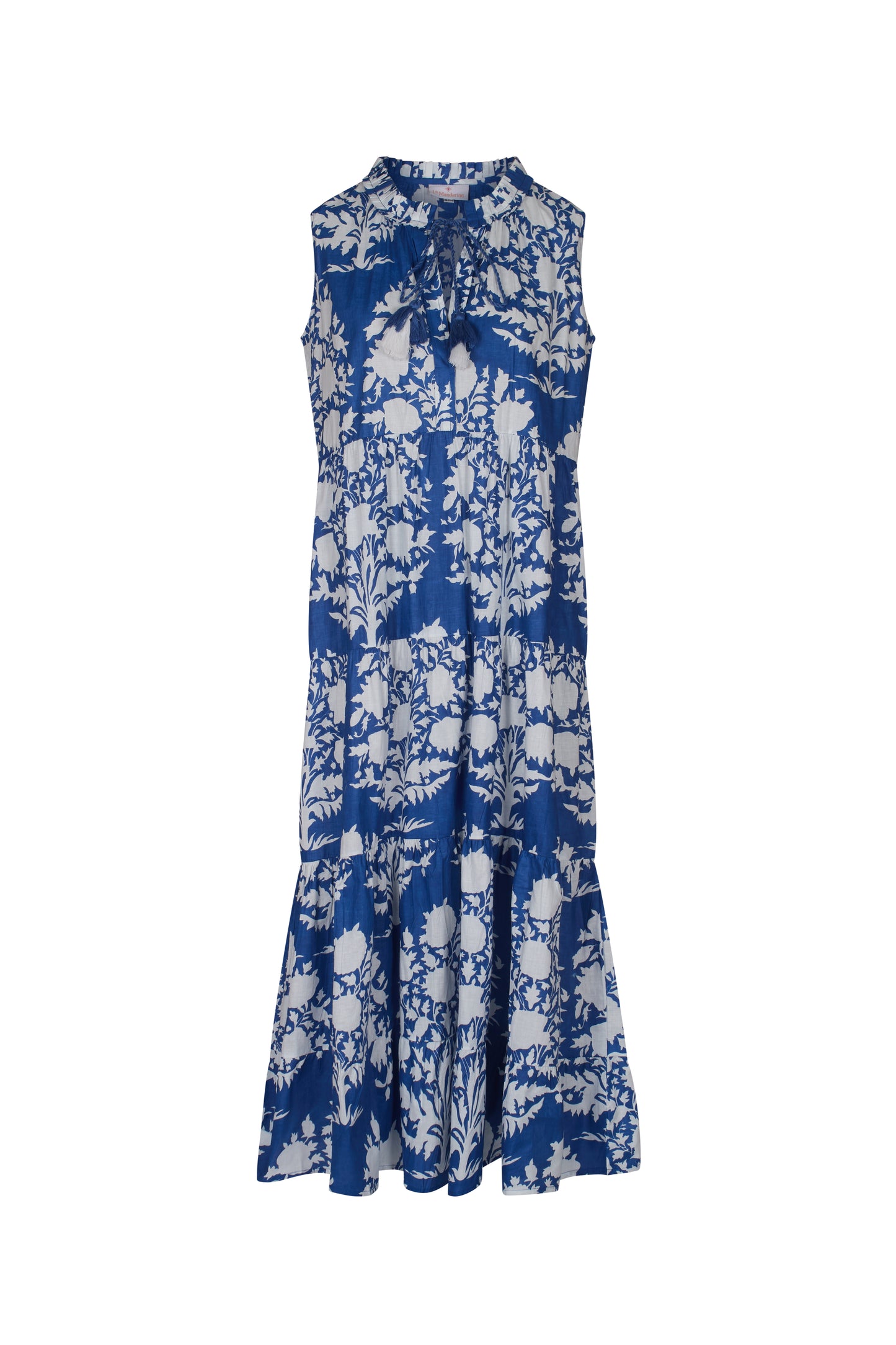 Summer maxi dress with pockets. Maxi dress, beach dress, blue and white ikat cotton Paloma