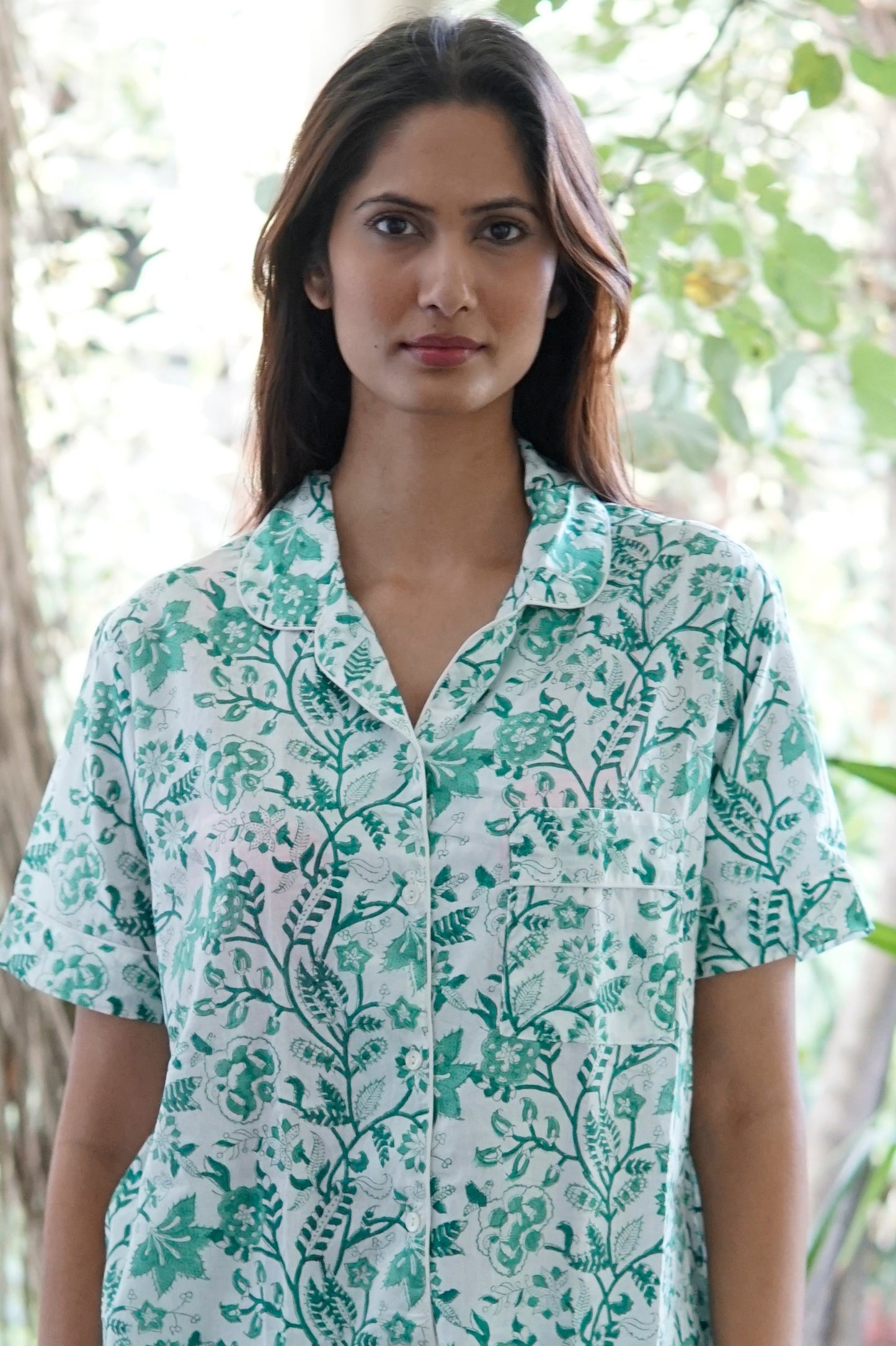 Pyjamas, cotton pyjama set with pockets, floral print women's pyjamas, short sleeved pyjamas.
