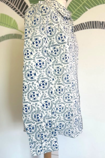 Men's shirt, Summer shirt, blue and white block print men's shirt Julien