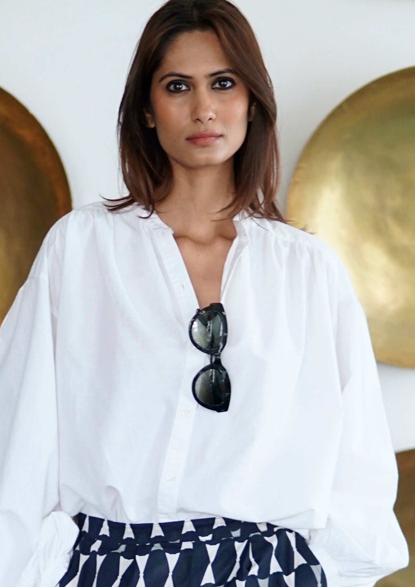white boho blouse, cottonblouse for women, white cotton blouse, gypsy blouse, cotton poplin blouse, slouchy blouse, XL blouse, puff sleeve blouse