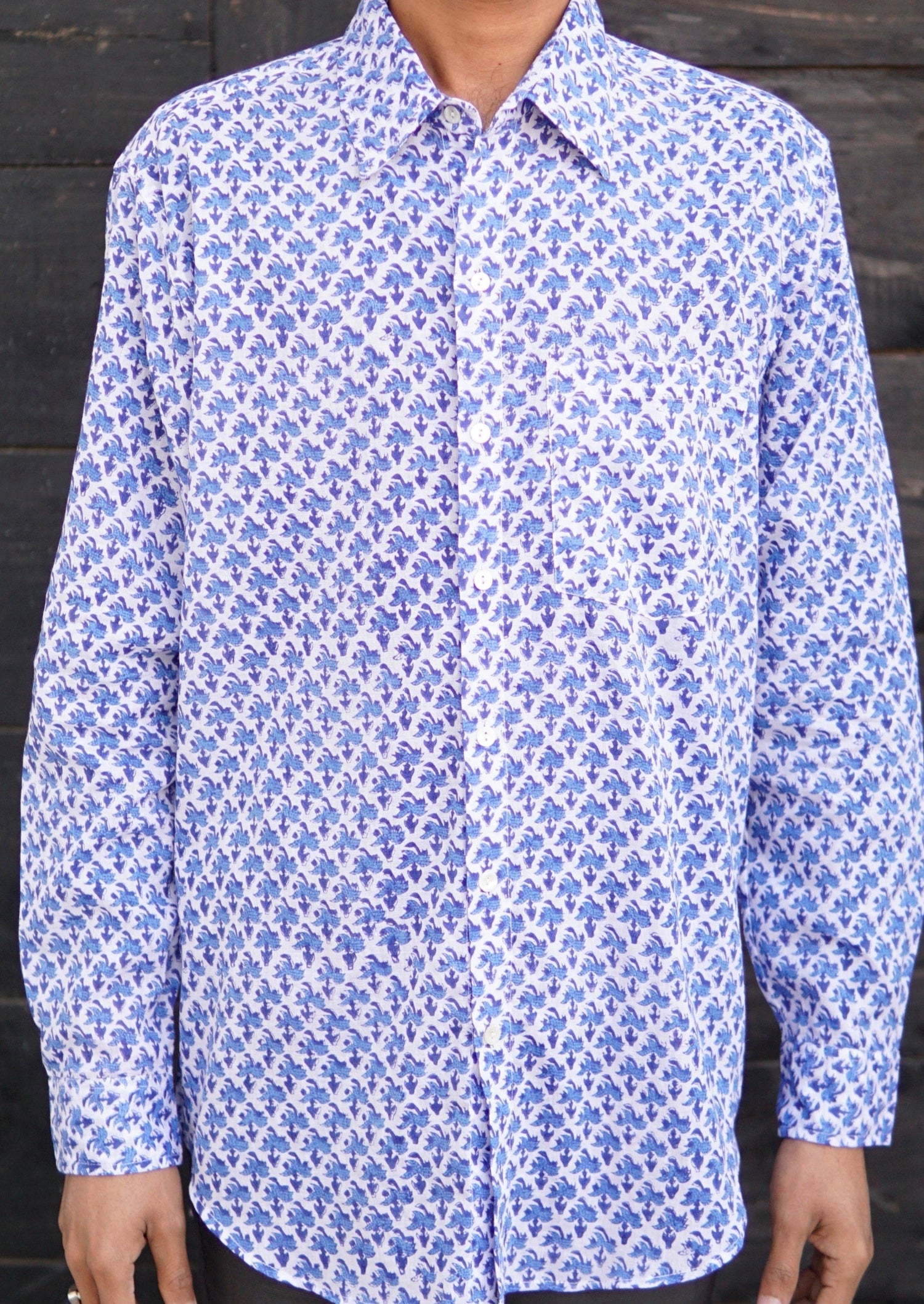 Men's handmade, block print, cotton, summer shirt Nicos