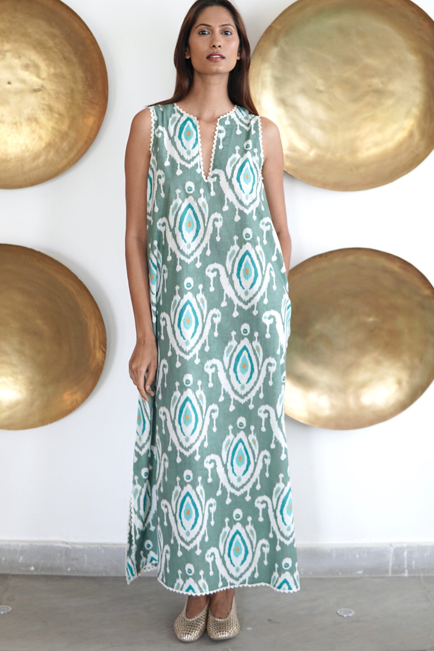 Kaftan dress, Beach kaftan, ikat print cotton beach coverup. Claudia