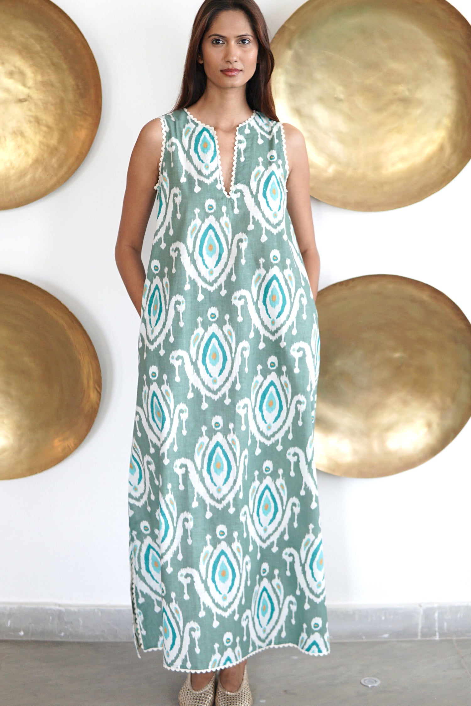 Kaftan dress, Beach kaftan, ikat print cotton beach coverup. Claudia