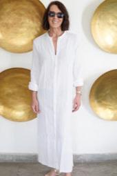 Kaftan, Capri Long white kaftan, Luxury white beach cover-up, double gauze beach kaftan with pockets