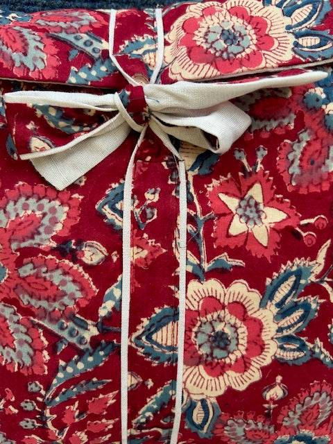 Pyjamas, cotton nightwear, Christmas red floral print ladies Pyjamas, handmade cotton pyjamas,