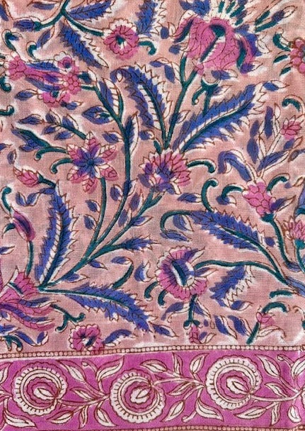 pink, purple sarong, pareo, cotton bock print pareo, cotton sarong, floral printed pareo.