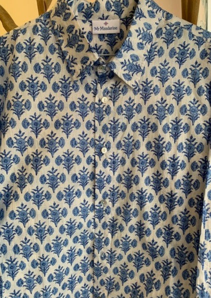 Men's printed cotton summer shirt. Men's beach shirt