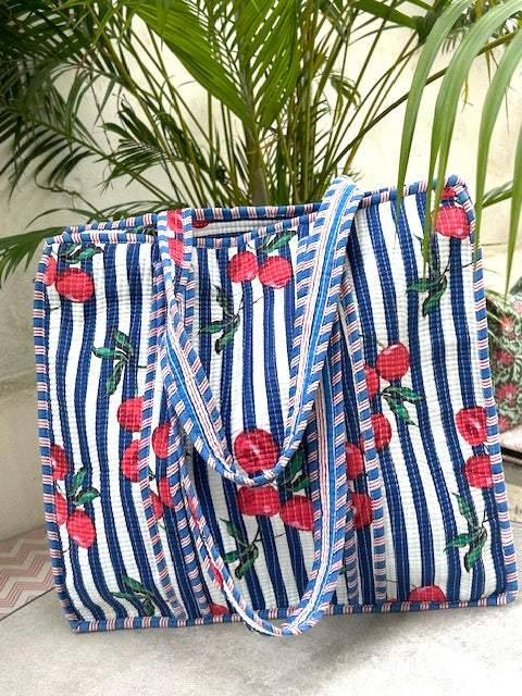 Bag, quilted cotton tote bag, large beach bag