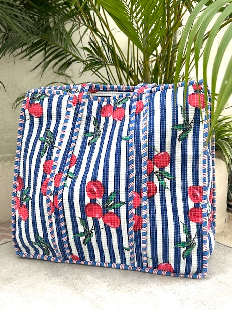 Bag, quilted cotton tote bag, large beach bag