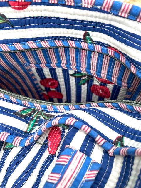 Bag, quilted cotton tote bag, large beach bag