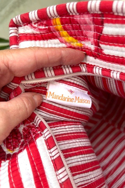 Quilted cotton tote bag, beach Bag, fruit print tote bag.