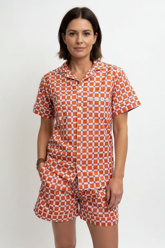 Pyjamas, women's short sleeved cotton pyjamas with pockets