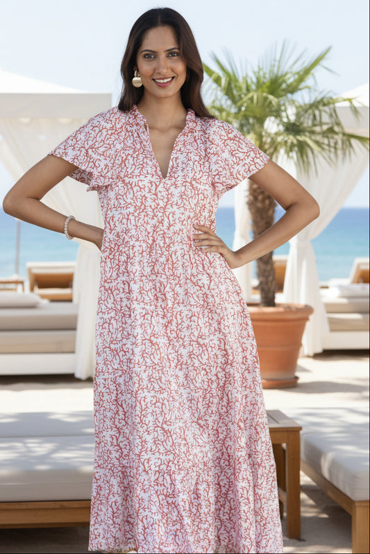 Cotton maxi summer dress with pockets