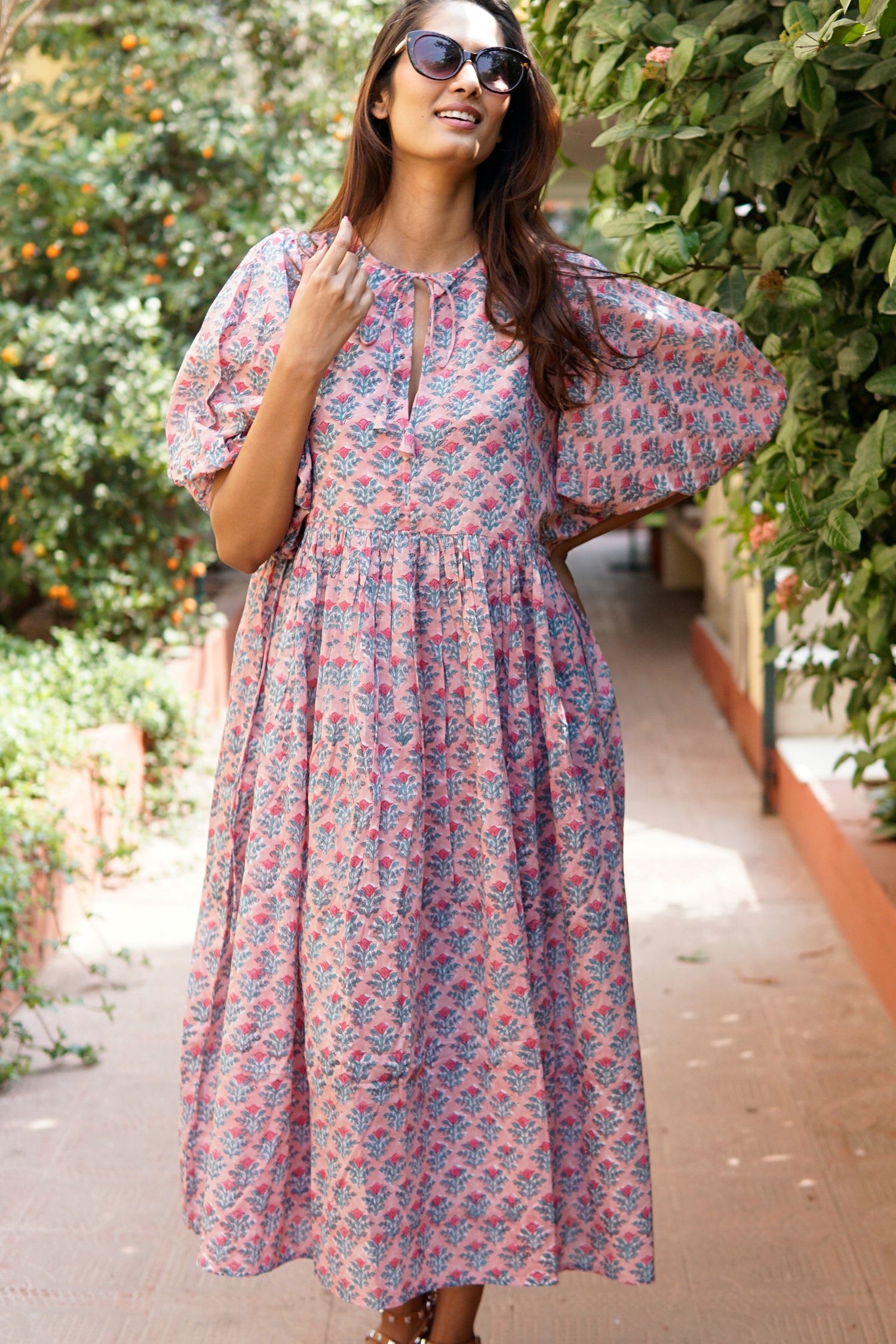 Floaty, floral summer maxi dress, cotton beach dress,  summer dress with pockets 'Alesha'