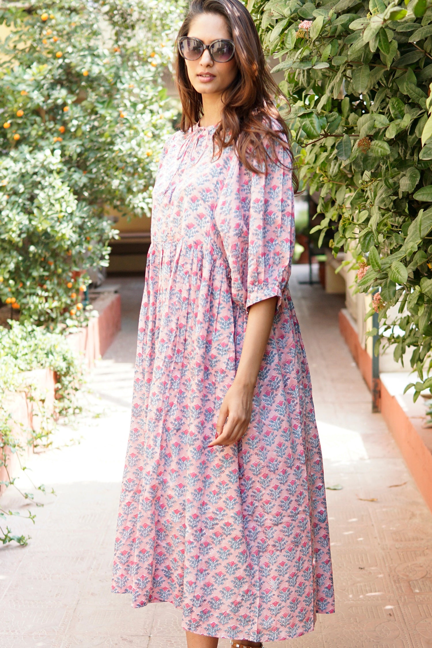 Floaty, floral summer maxi dress, cotton beach dress,  summer dress with pockets 'Alesha'