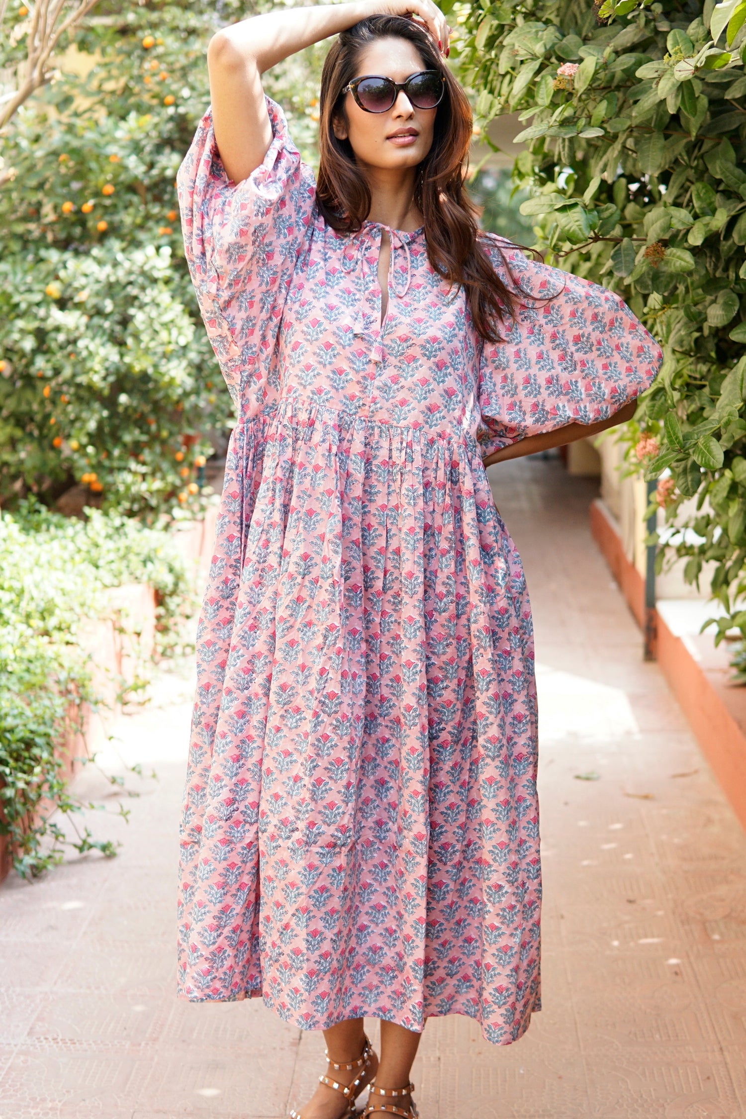 Floaty, floral summer maxi dress, cotton beach dress,  summer dress with pockets 'Alesha'