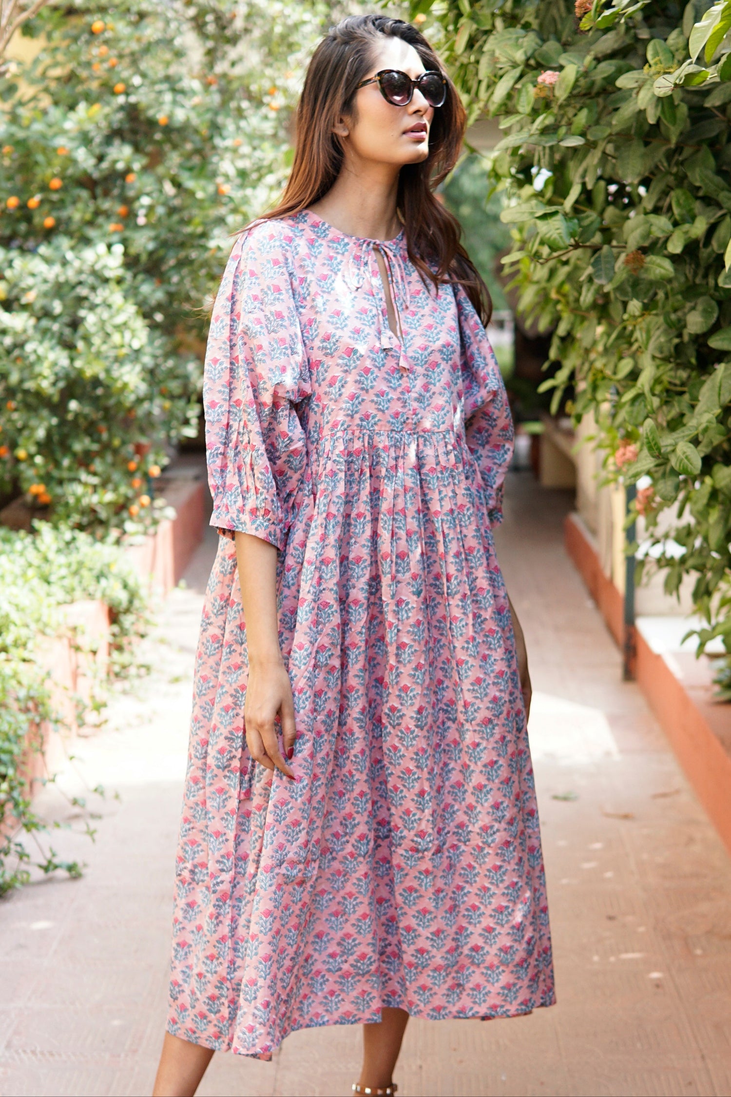 Floaty, floral summer maxi dress, cotton beach dress,  summer dress with pockets 'Alesha'