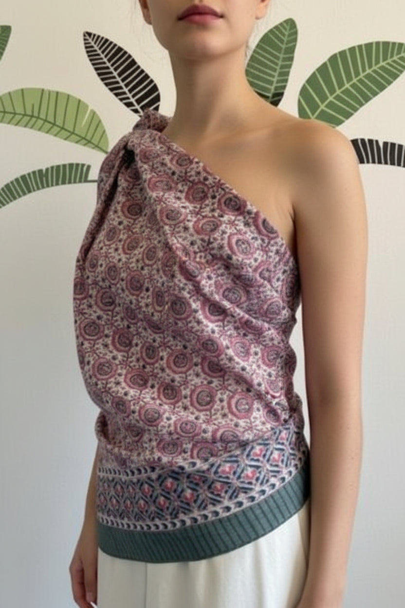 Handmade Cotton Sarong Pareo – Pink & Khaki Beach Cover-Up