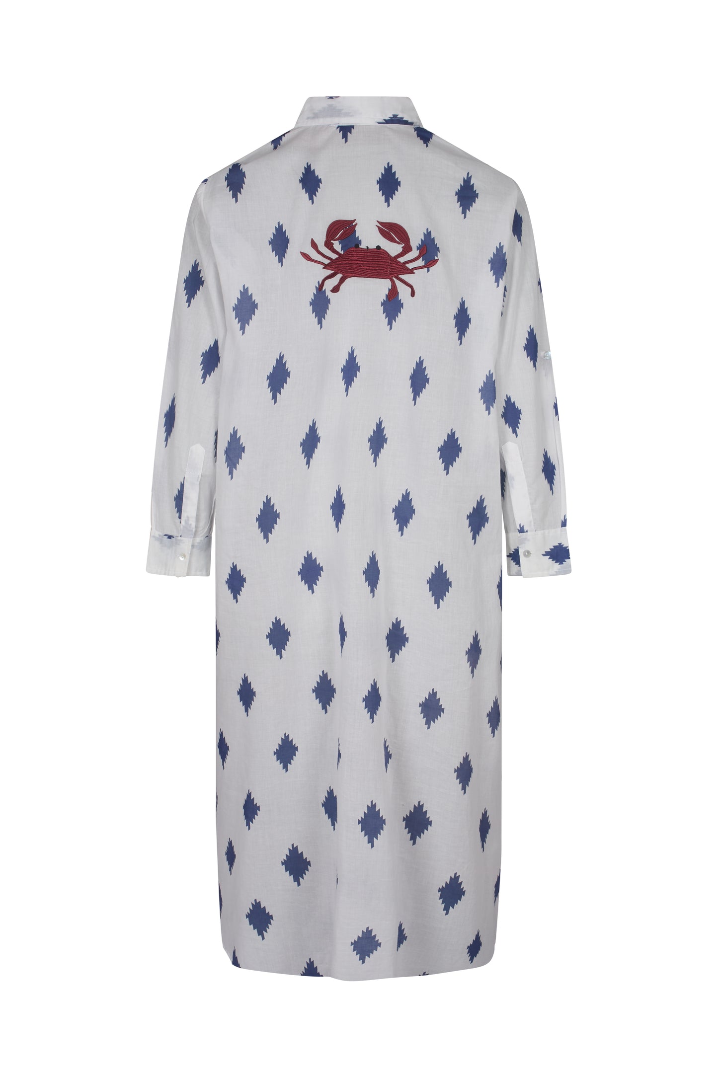 Kimono, beach coverup, blue and white full length cotton kaftan Paros