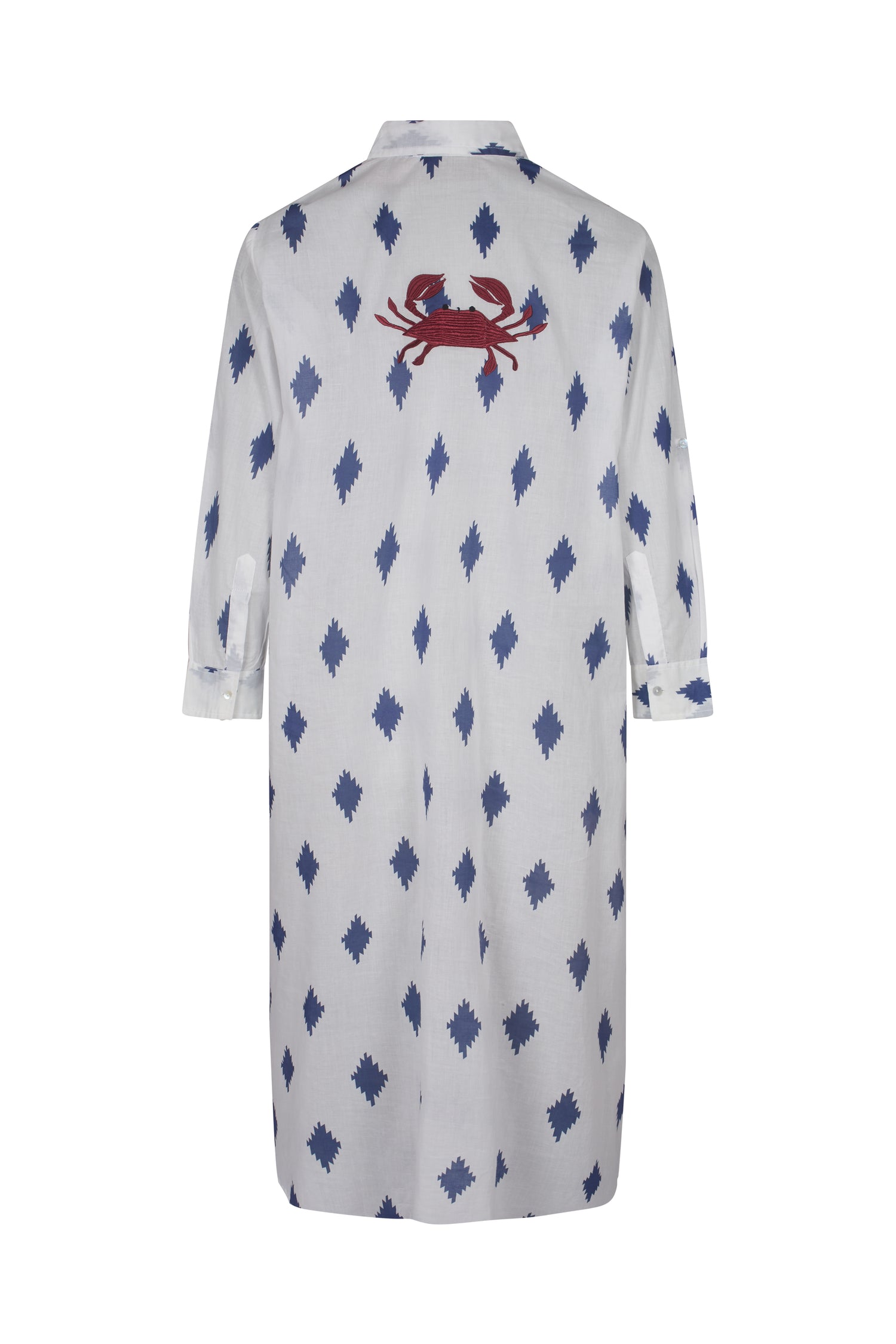 Kimono, beach coverup, blue and white full length cotton kaftan Paros