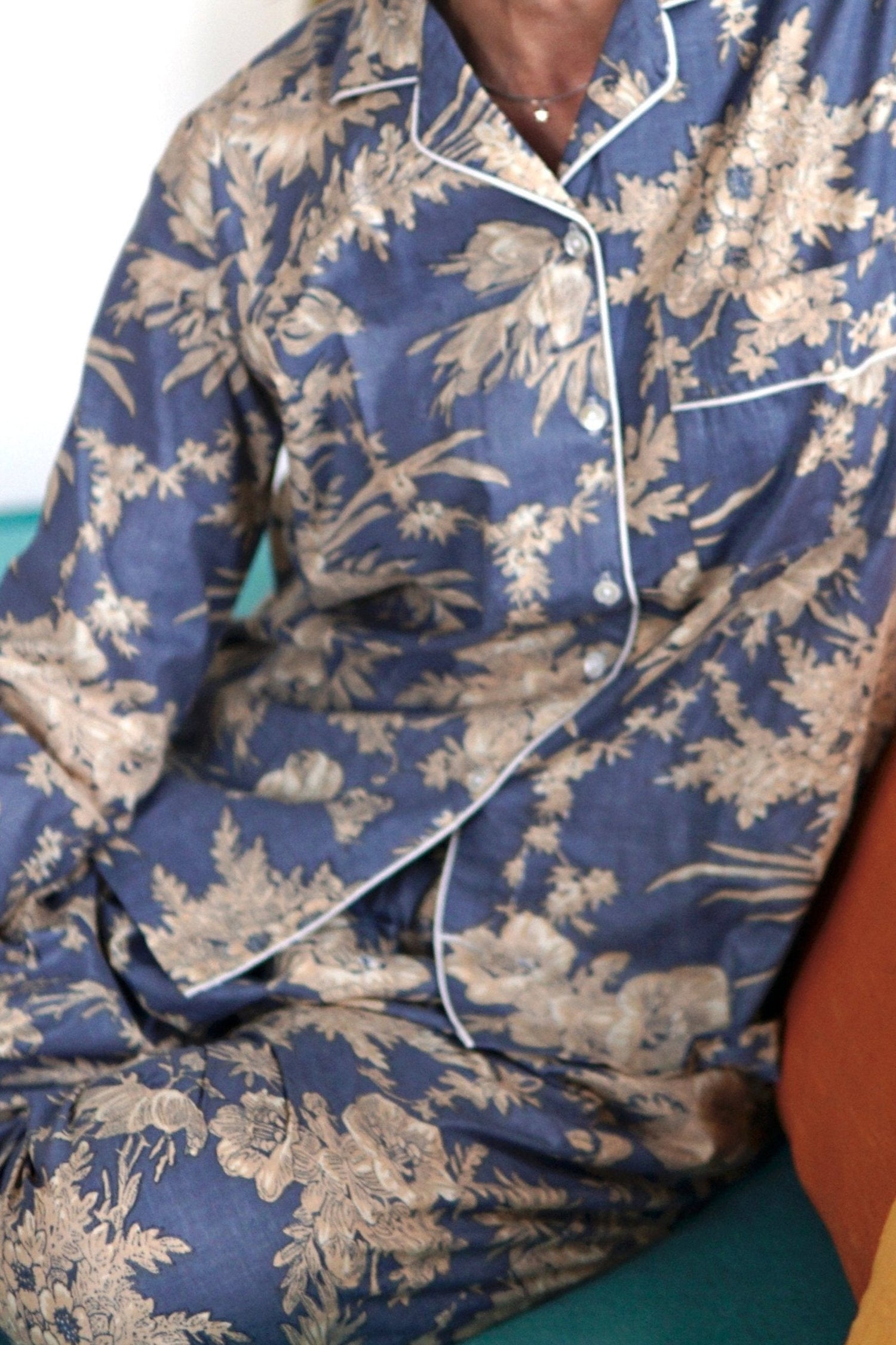 Pyjamas, cotton, floral print ladies Pyjamas, handmade cotton pyjamas, blue pyjamas