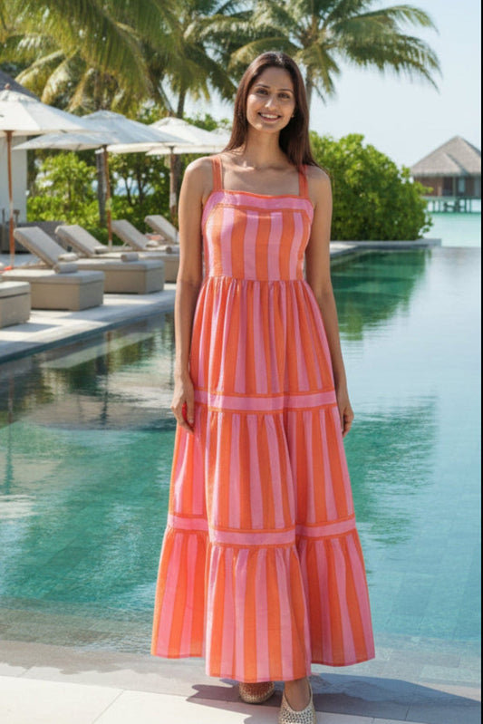 Maxi dress with pockets. Cotton summer maxi dress Candy