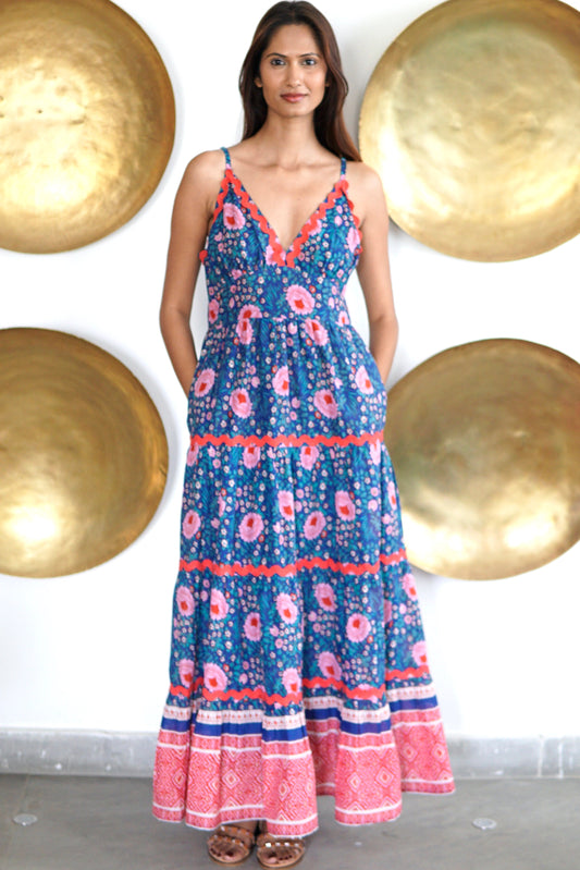 Summer maxi dress with pockets. Cotton summer maxi Beatriz