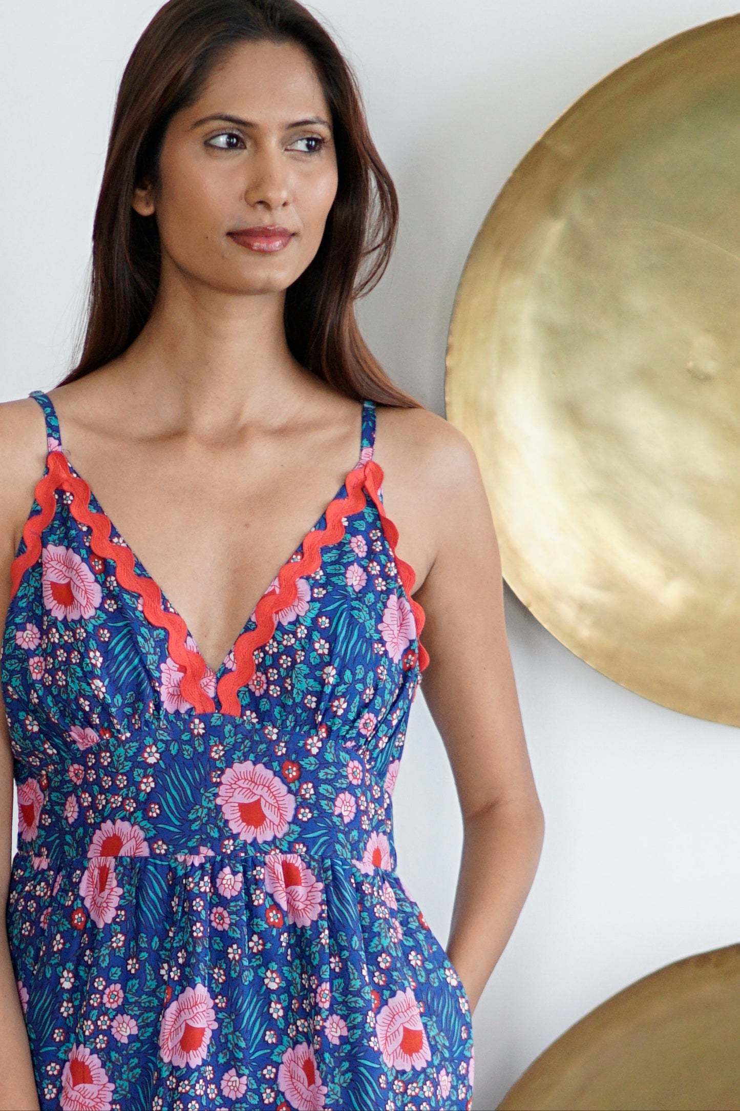 Summer maxi dress with pockets. Cotton summer maxi Beatriz