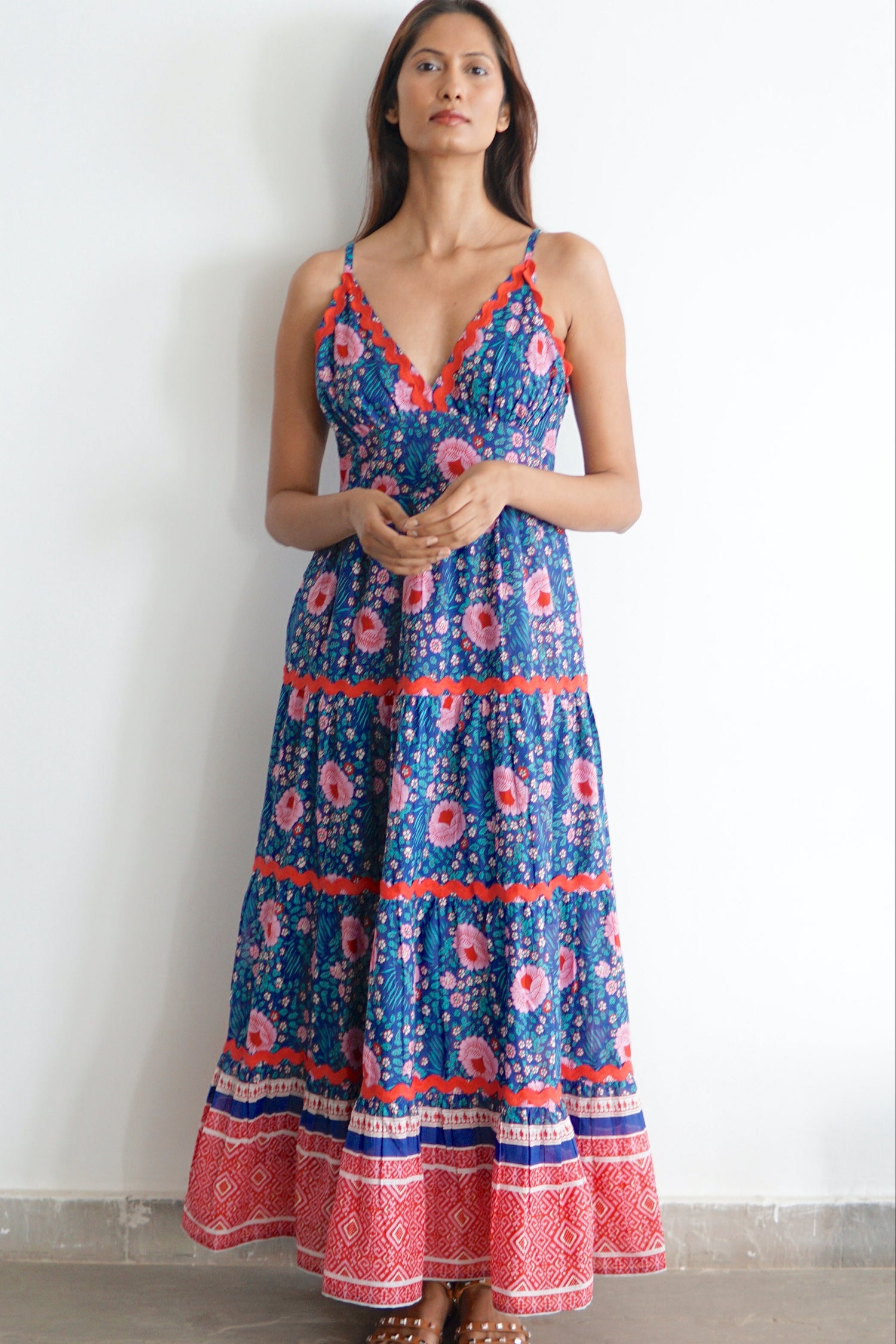 Summer maxi dress with pockets. Cotton summer maxi Beatriz