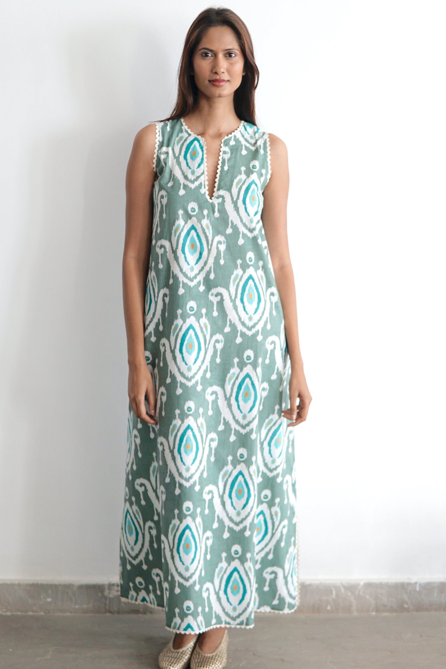Kaftan dress, Beach kaftan, ikat print cotton beach coverup. Claudia