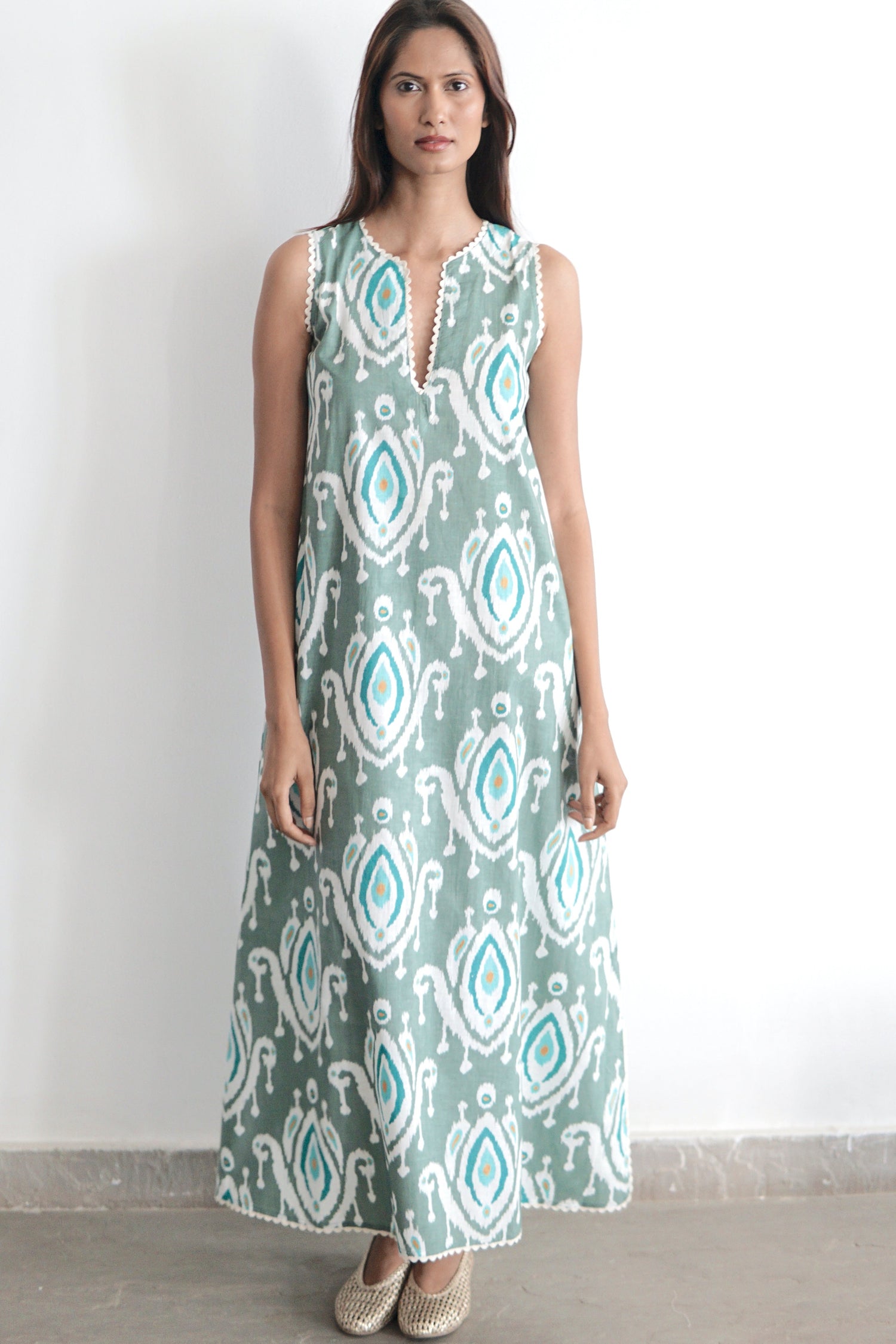 Kaftan dress, Beach kaftan, ikat print cotton beach coverup. Claudia