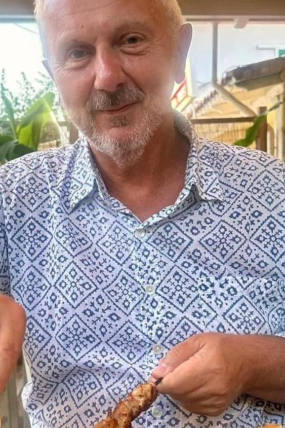 Mens summer shirt, Blue block printed cotton Mens' shirt Henri