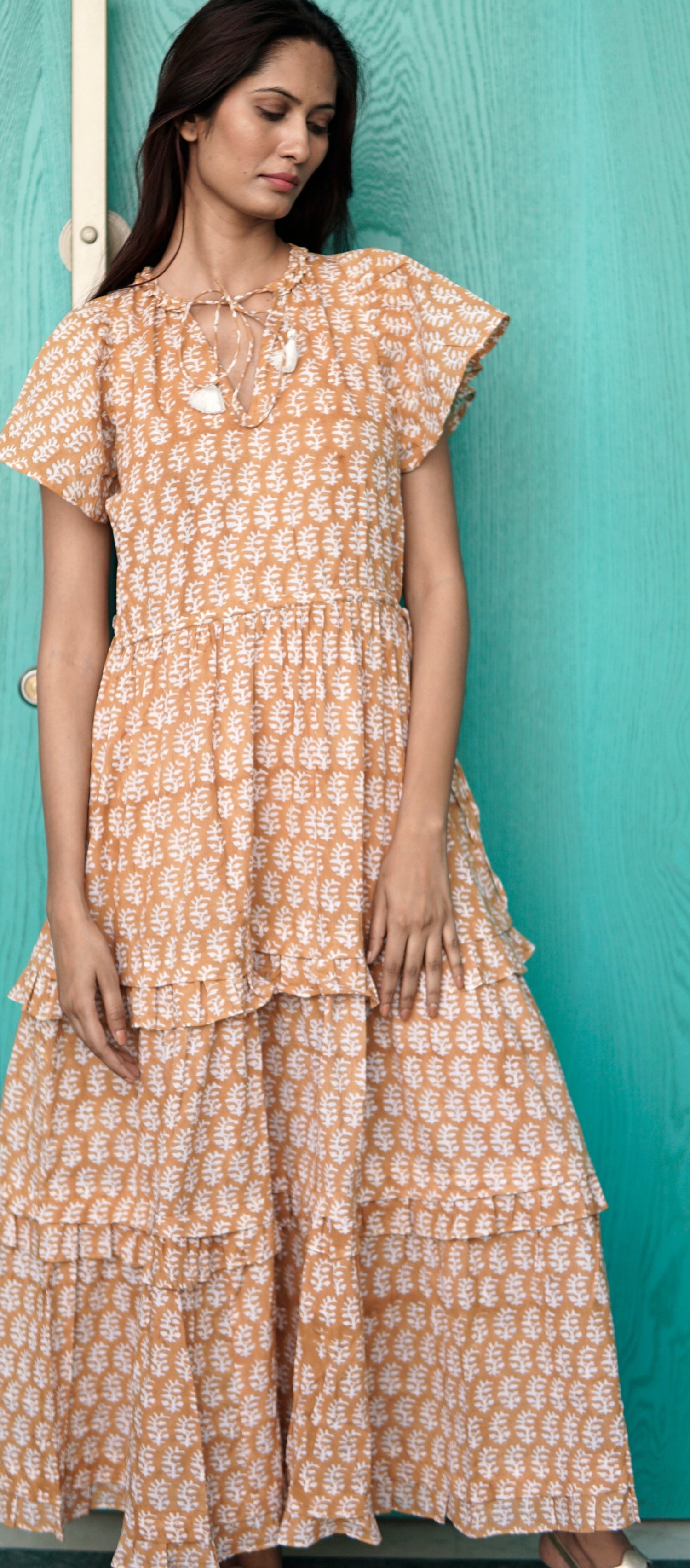 Feria maxi dress, cotton beach dress, block print summer dress
