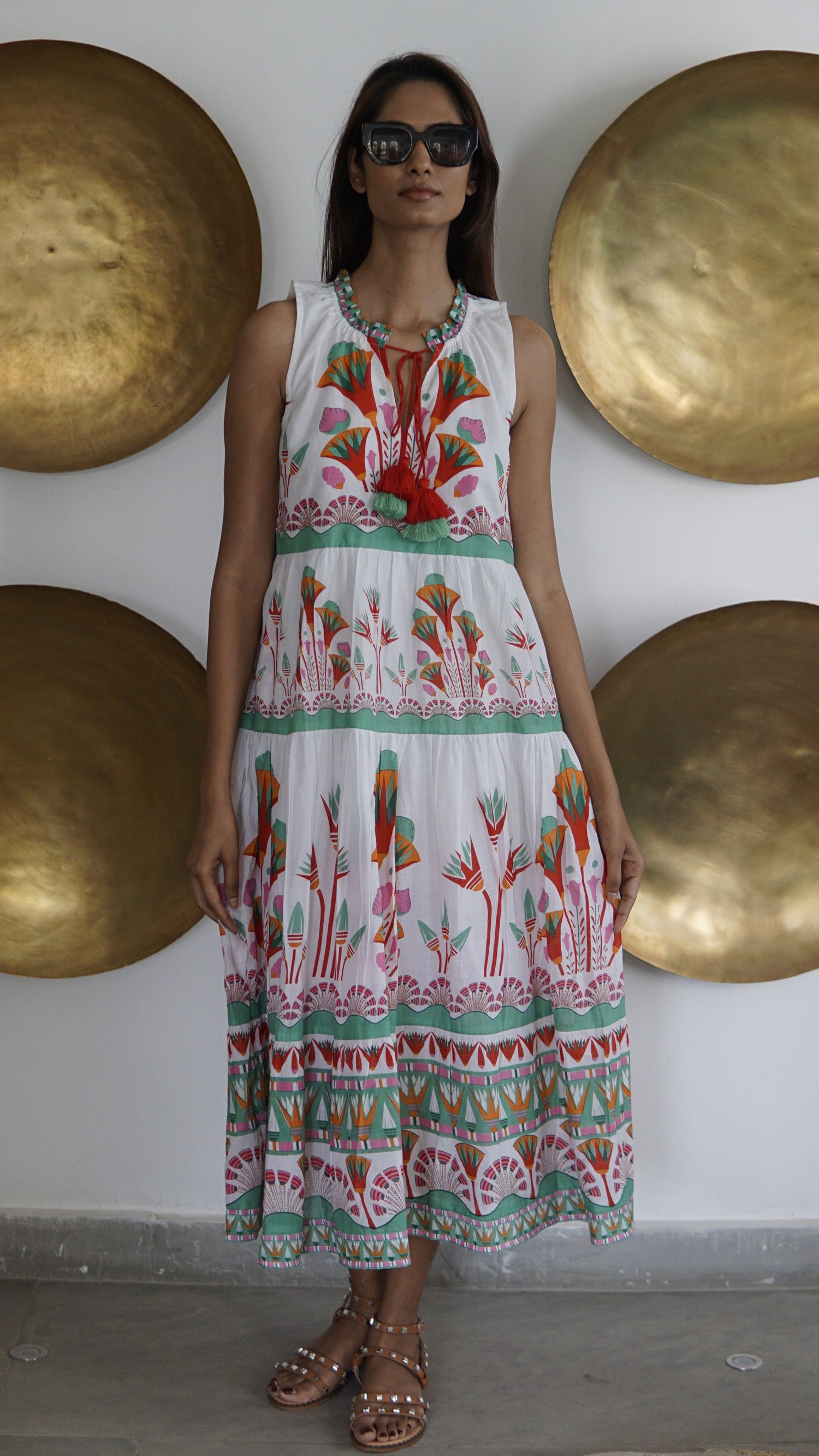 Cotton summer maxi dress with pockets, boho printed maxi dress. Margot