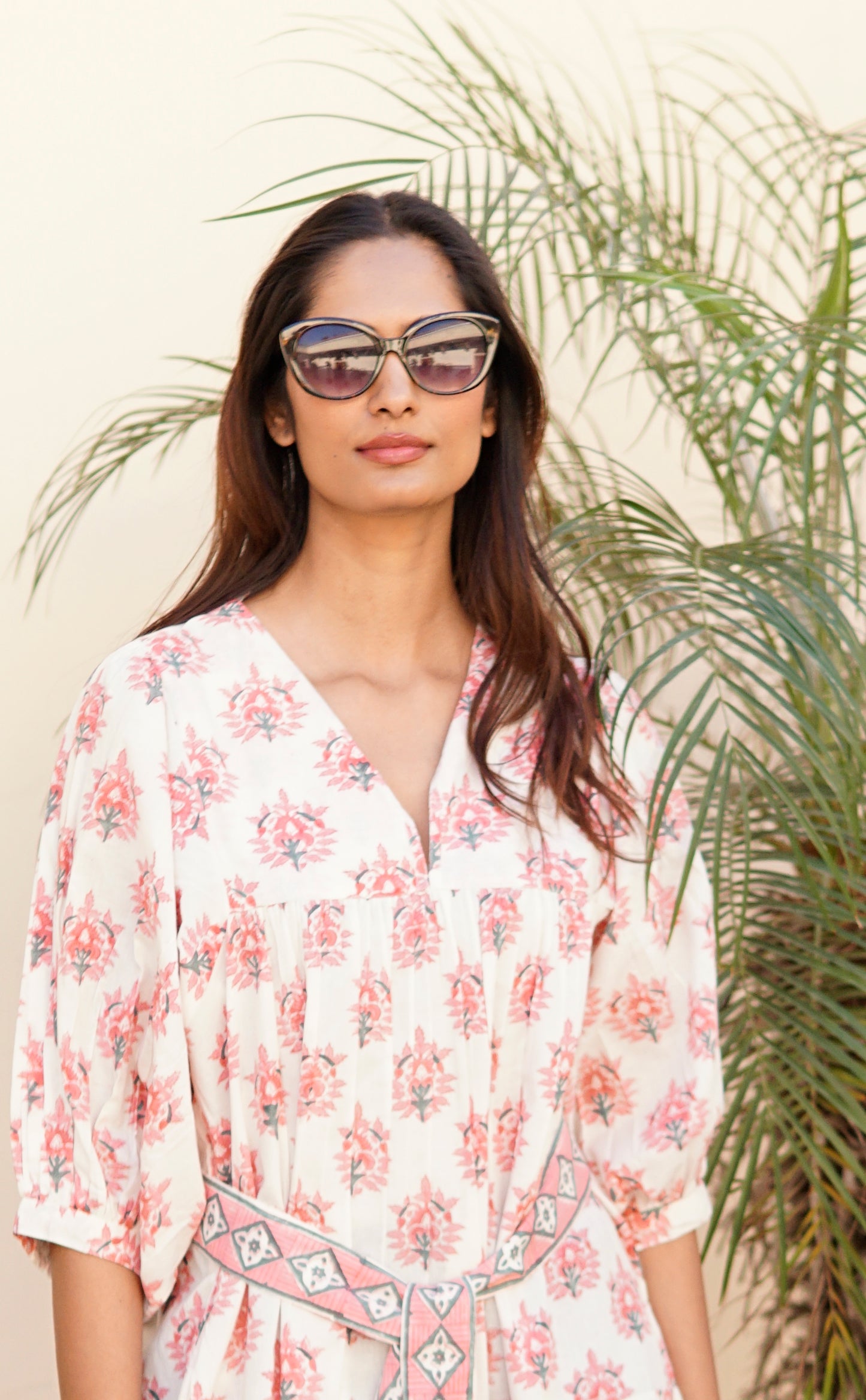 Flora Day Dress, cotton maxi dress with puff sleeves and pockets.