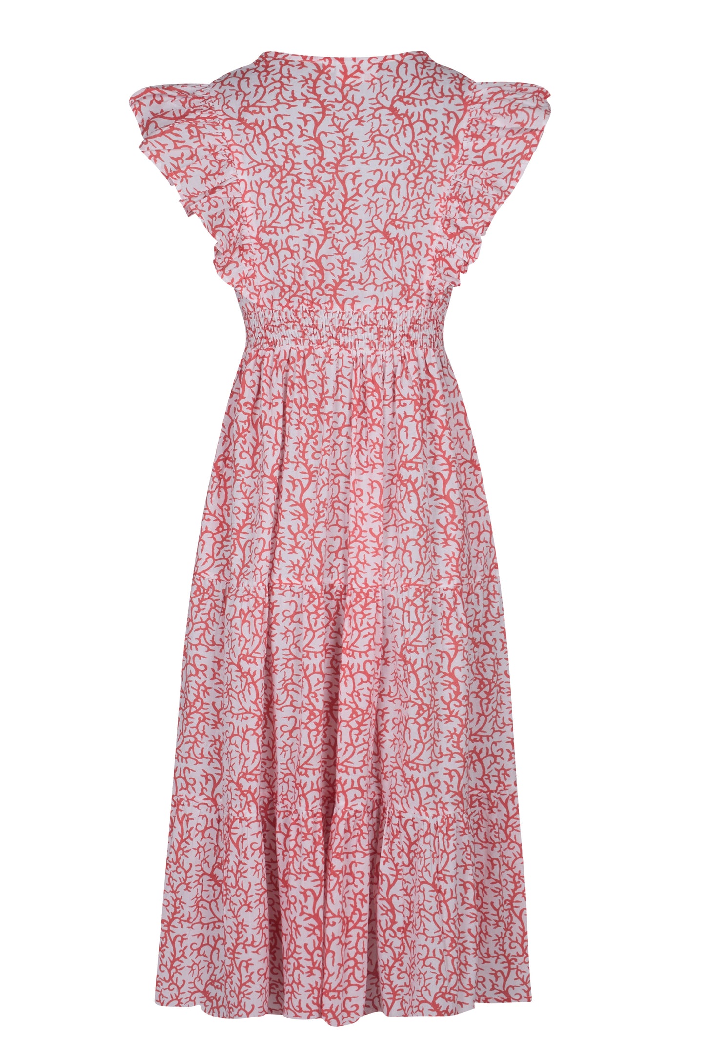 maxidress, beach dress, full length printed cotton boho summer dress. Cotton tassels. Summer maxi dress with pockets, coral print summer dress, block printed cotton summer Dress, maxikleide, robe d'ete maxi