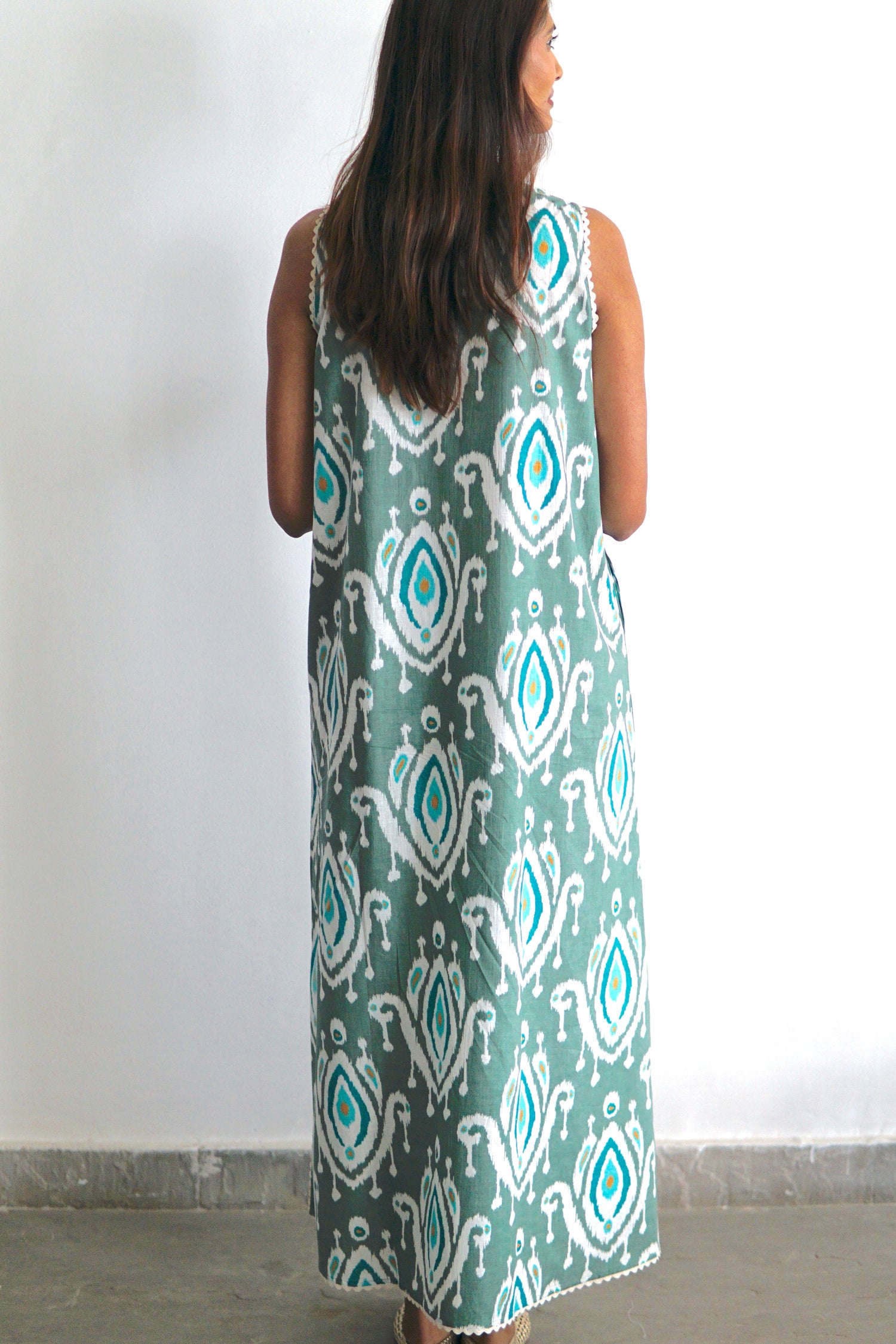 Kaftan dress, Beach kaftan, ikat print cotton beach coverup. Claudia
