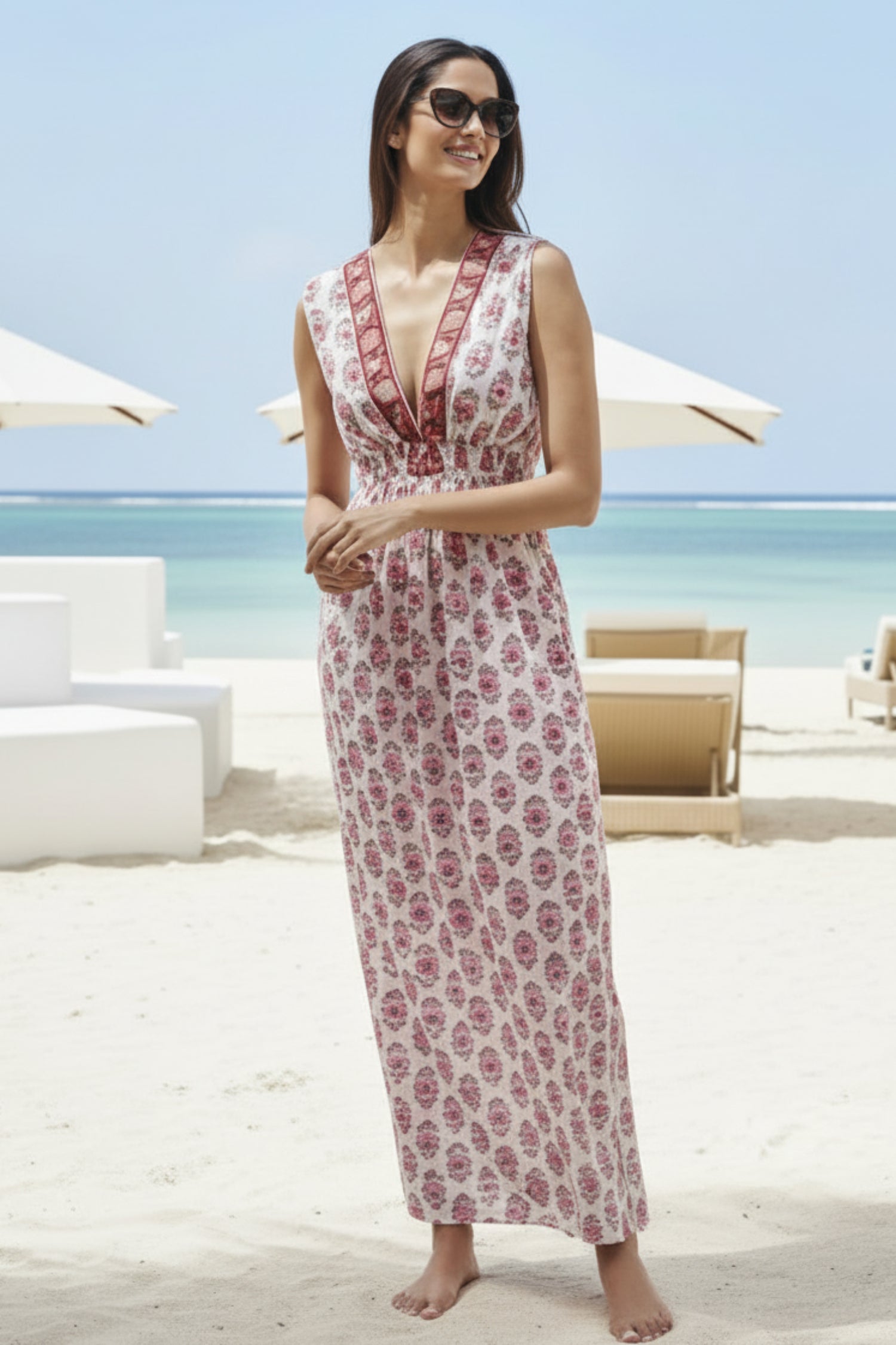 Kaftan dress, Beach kaftan, blockprint cotton beach coverup. Jannine