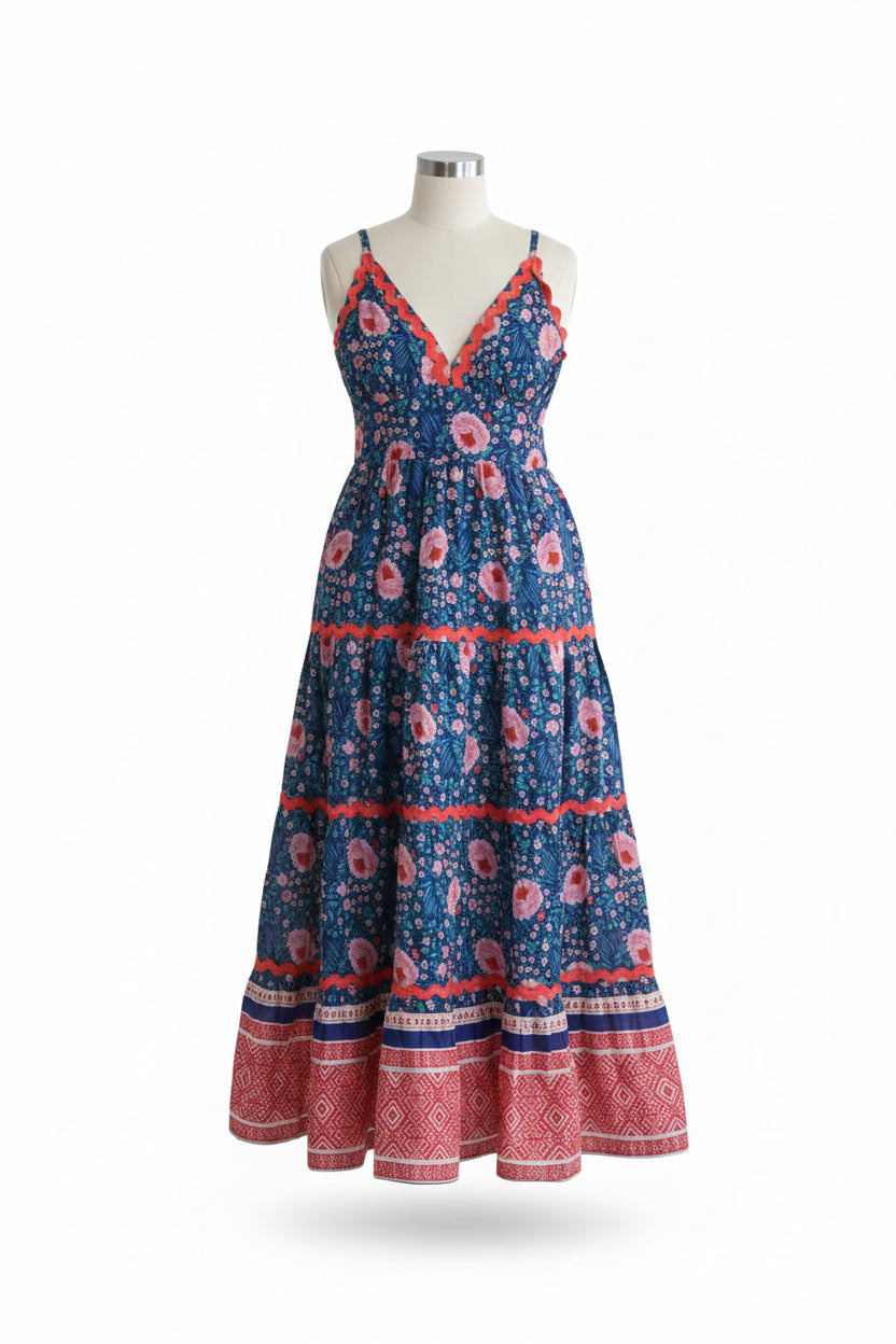 Summer maxi dress with pockets. Cotton summer maxi Beatriz