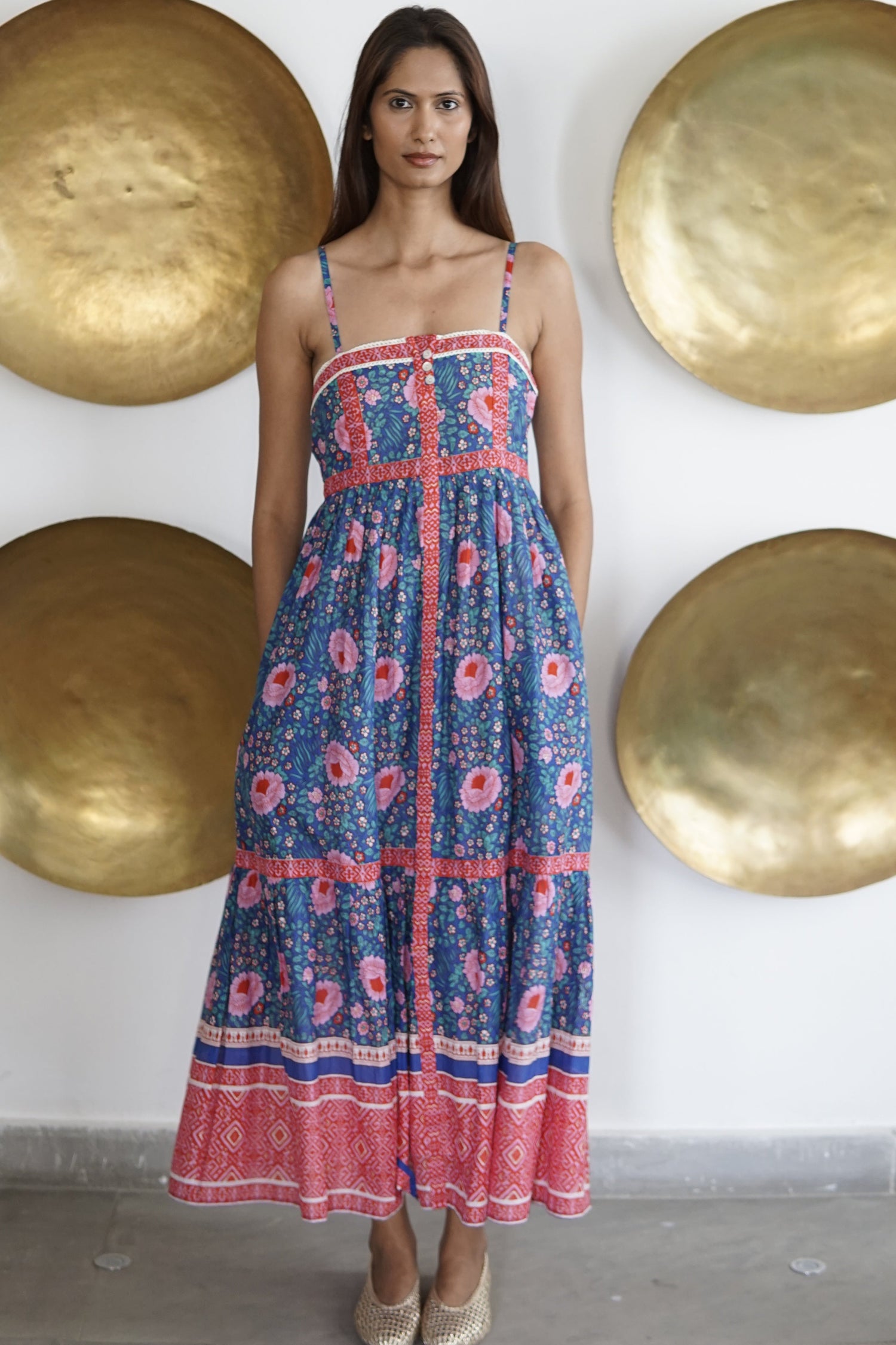 Summer maxi dress with pockets. Cotton summer maxi Lucky