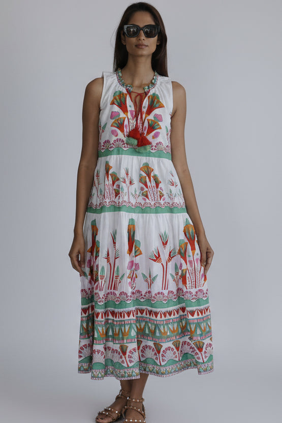 Beach dress, cotton summer maxi dress with pockets, boho printed maxi dress.
