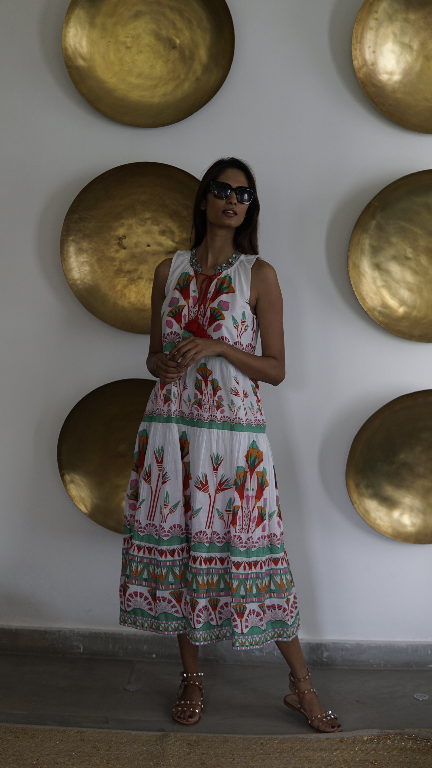 Beach dress, cotton summer maxi dress with pockets, boho printed maxi dress.