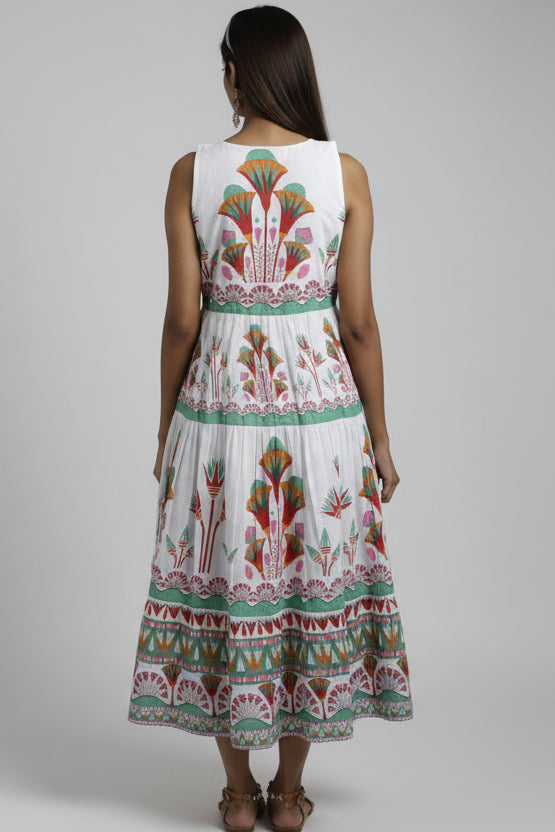 Beach dress, cotton summer maxi dress with pockets, boho printed maxi dress.