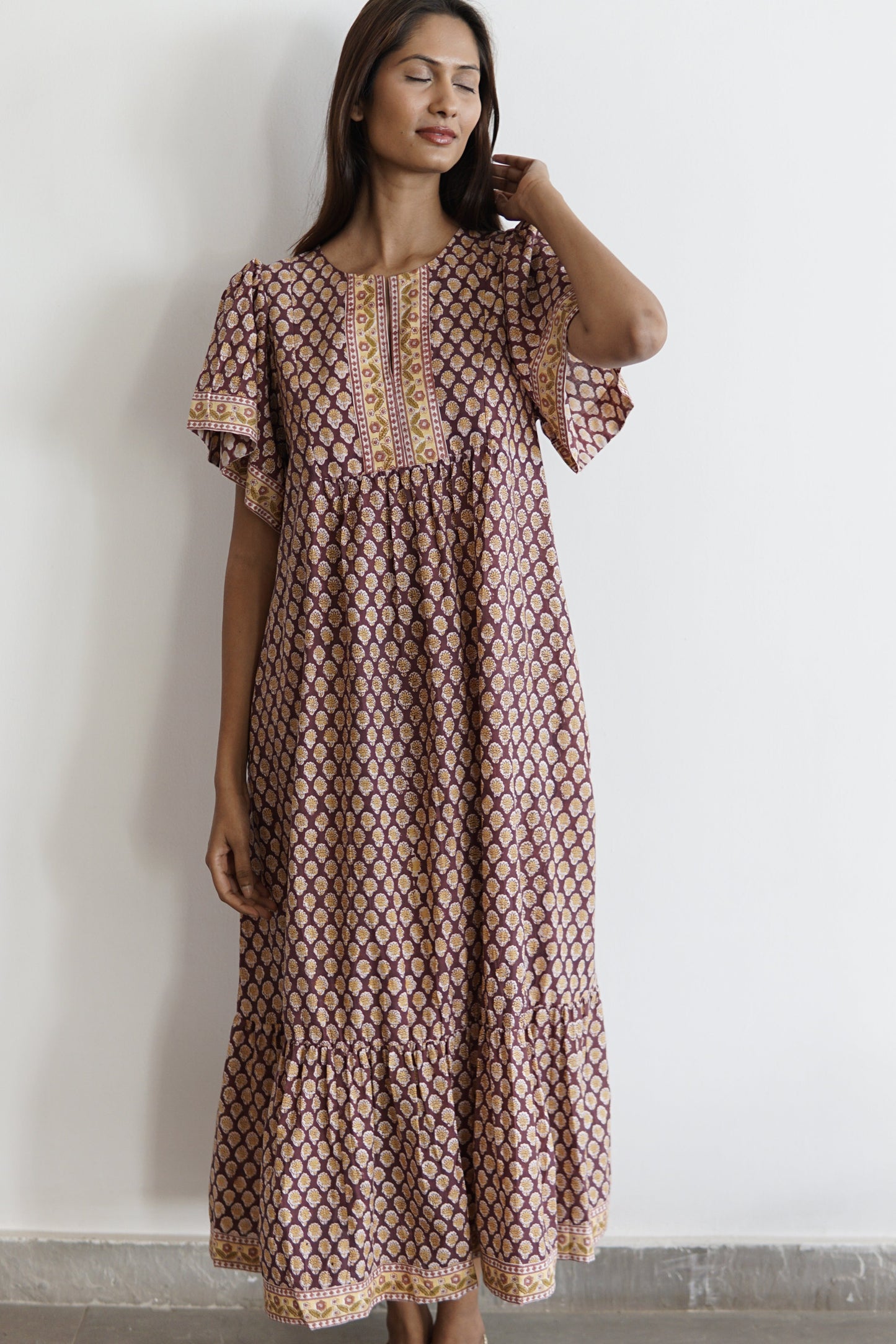 Summer maxi dress with pockets. Cotton summer maxi Medina