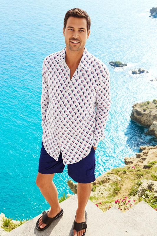Summer beach shirt for men. Men's printed cotton summer shirt. Men's beach shirt 'Enzo'