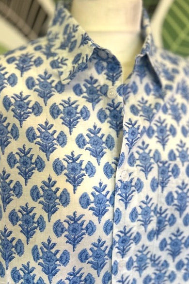 Men's printed cotton summer shirt. Men's beach shirt