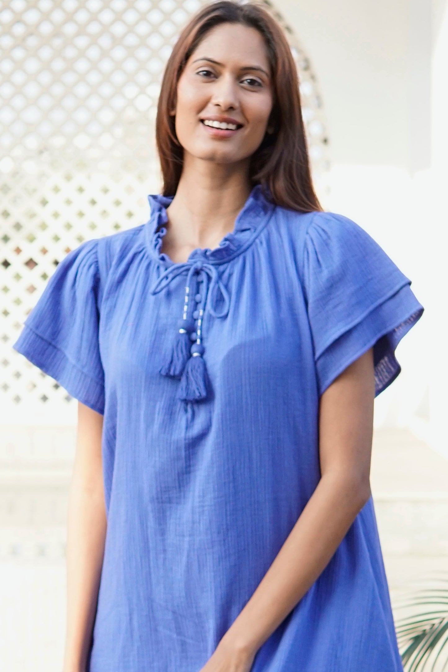 Kaftan beach dress, double gauze beach kaftan with pockets