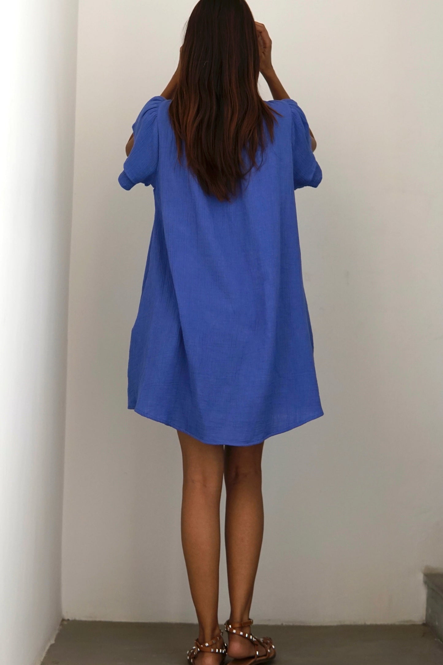 Kaftan beach dress, double gauze beach kaftan with pockets